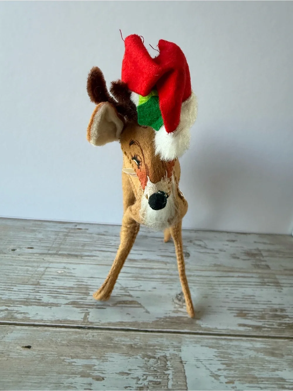 Vintage 1965 Annalee Mobilitee Dolls - Reindeer With Santa Hat Christmas Posable